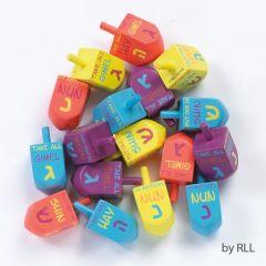 Large Bold Painted Wood Dreidels with English Letters - Single