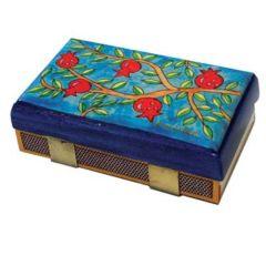 Kitchen Size Painted Wooden Match Box - Pomegranates and Branches