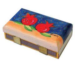 Kitchen Size Painted Wooden Match Box - Pomegranates
