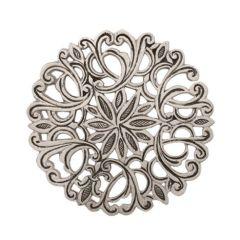 Aluminum Trivet - Round Oriental Flower - Silver