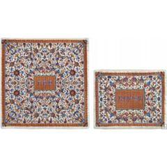 Embroidered Matzah/ Afikomen Covers -  Oriental in Orange - Yair Emanuel Collection