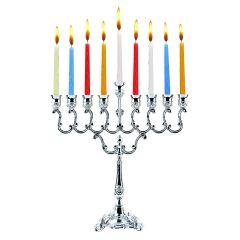 Candle Menorah Set Silver Plated 7"