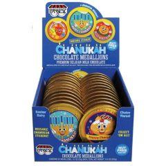 Chnaukah Stickered Gold Medallions - Cholov Yisrael