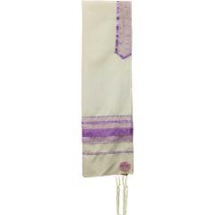 Viscose Tallis - Lavender Flower Embroidery - Ronit Gur