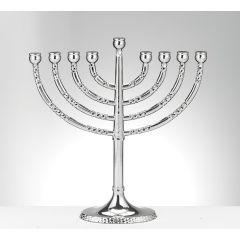 Classic Elegance Menorah with Hammered Accents, Nickel