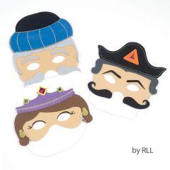 Purim Masks, Pack of 3 - Esther, Haman & Mordechai