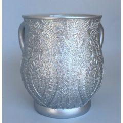 Acrylic Washing Cup Floral Design- Silver