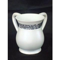 Acrylic Wash Cup - White Silver Stones