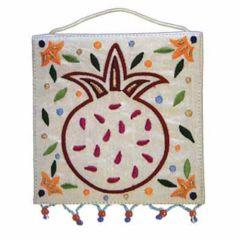 Embroidered Wall Decoration - Pomegranates White