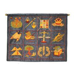 Embroidered Wall Decoration - The 12 Tribes English - Blue