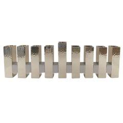 Square Menorah Silver Hammered - Yair Emanuel Collection
