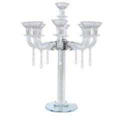 "Royal Style" 5 Branch Clear Filling Crystal Candelabra 15.5"H