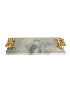 Marble Challah Board With Gold Handles