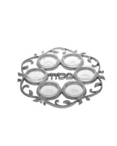 Silver Seder Plate With Glass Inserts