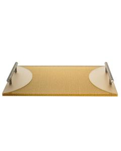 Challah Board Tray Lucite Gold with Handles