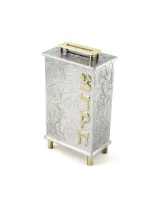 Joy Stember Lidded Frumma Tzedakah Box with Rose Design