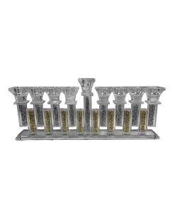 Crystal Menorah Gold And Silver Crystals 13.5 X5.5"