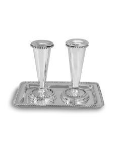 Sterling Silver Candlesticks Set with Tray