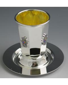 Kiddush Cup Hamsa With Coaster Silver-plated