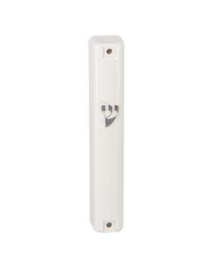 White Plastic Mezuzah w/ Rubber Cork 12 cm