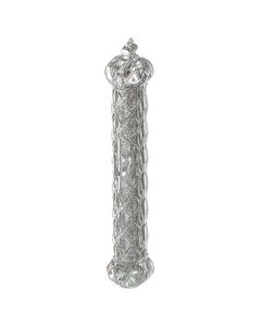 Plastic Glitter Transparent Mezuzah with Rubber Cork 12 cm- "Crown and Diamond" with the Letter Shi