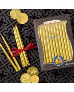 Hand Made Metallic Gold Chanukah Candles - 45PK