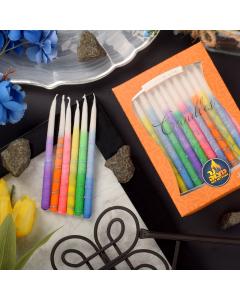 Decorated Multi Colored Chanukah Candle (28306)