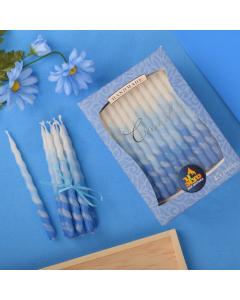 Blue and White Spiral Chanukah Candles 45 Pack