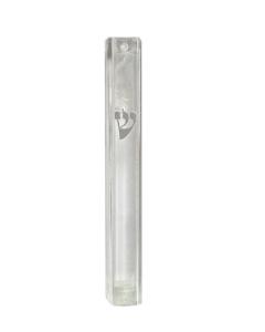 PLASTIC MEZUZAH LUCID 12 CM SILVER ''ש''