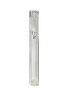 PLASTIC MEZUZAH LUCID 15 CM SILVER ''ש'' - RUBBER PLUG