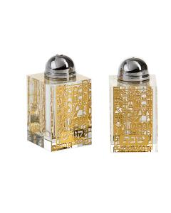 Jerusalem Crystal Gold Salt and Pepper Shaker