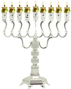 Hexagon Oil Menorah 14" H