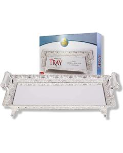 Silver Plated Mirror Top Menorah Tray 24 X 16