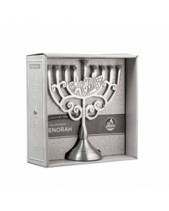 SILVER JERUSALEM OLD CITY ALUMINUM MENORAH  8.5"