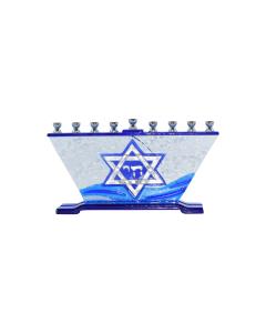 Hand Crafted "Star of David" Glass Menorah