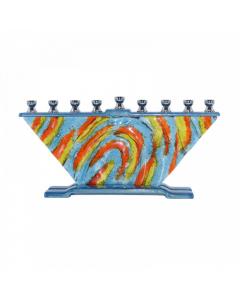 Hand Crafted Glass Menorah "Winds of Inspiration"