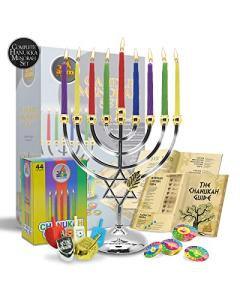 Menorah set with gold tips 7"