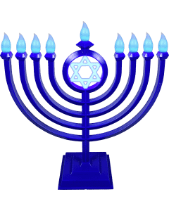 Classic LED Menorah - Blue with Remote Control