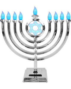 Classic Silver LED Menorah with Remote Control