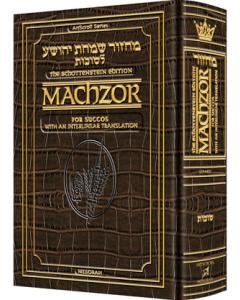 Schottenstein Interlinear Succos Machzor Pocket Size Ashkenaz - Alligator Leather