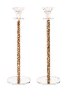 Candlestick Crystal and gold Crushed Stones