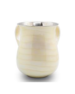 STAINLESS STEEL CREAM ENAMEL NETILAT YADYIM CUP