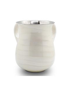 STAINLESS STEEL WHITE ENAMEL NETILAT YADYIM CUP