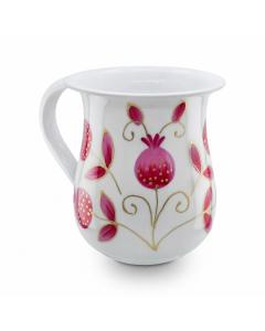 STAINLESS STEEL WHITE/RED POMEGRANATES NETILAT YADYIM CUP