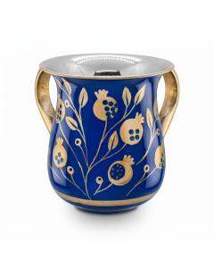 STAINLESS STEEL BLUE/GOLD COLOR POMEGRANATES NETILAT YADYIM CUP