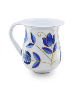 STAINLESS STEEL WHITE/BLUE COLOR TULIPS NETILAT YADYIM CUP