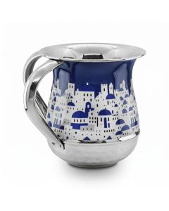 HAMMERED ST.STEEL BLUE JERUSALEM NETILAT YADYIM CUP