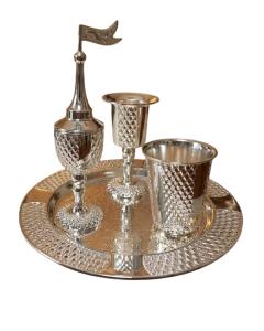 4 Pc. Silverplate Havdallah Set-Diamond Pattern Design