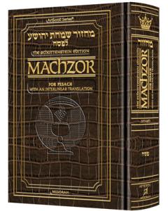 Schottenstein Interlinear Pesach Machzor Pocket Size Ashkenaz - Alligator Leather