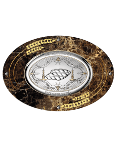 Camilletti Oval Challah Tray With 925 sp Silver & Gold - VENGÈ Gold Barley Design